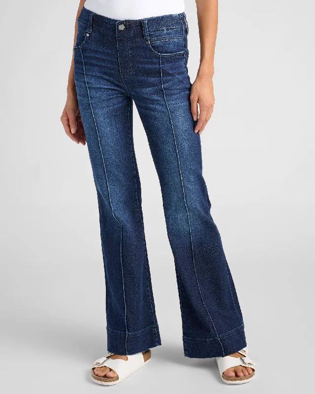 Gia Glider Flare Leg Jeans with Pintucks Casual Loose Fit Jeans