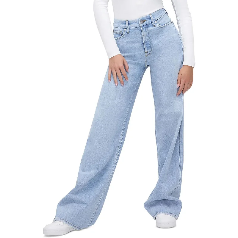 Good American Womens Plus GOOD SKATE High Rise Denim Wide Leg Jeans Elegant Skinny Leg Jeans