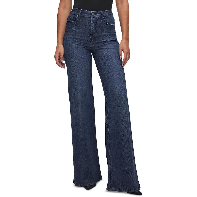 Good American Womens Plus Good Waist High Rise Denim Wide Leg Jeans Trendy Wide-Leg High-Waist Denim