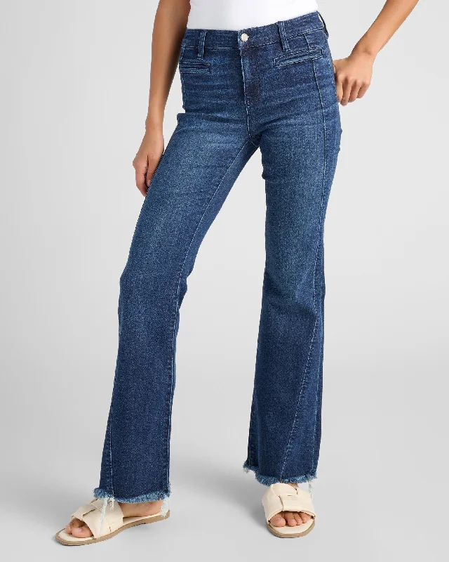 Hannah Flare Leg Jeans with Curved Seaming Stylish High-Rise Mom Jeans