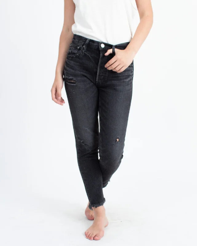 High-Rise Distressed Jeans Casual Light Wash Jeans