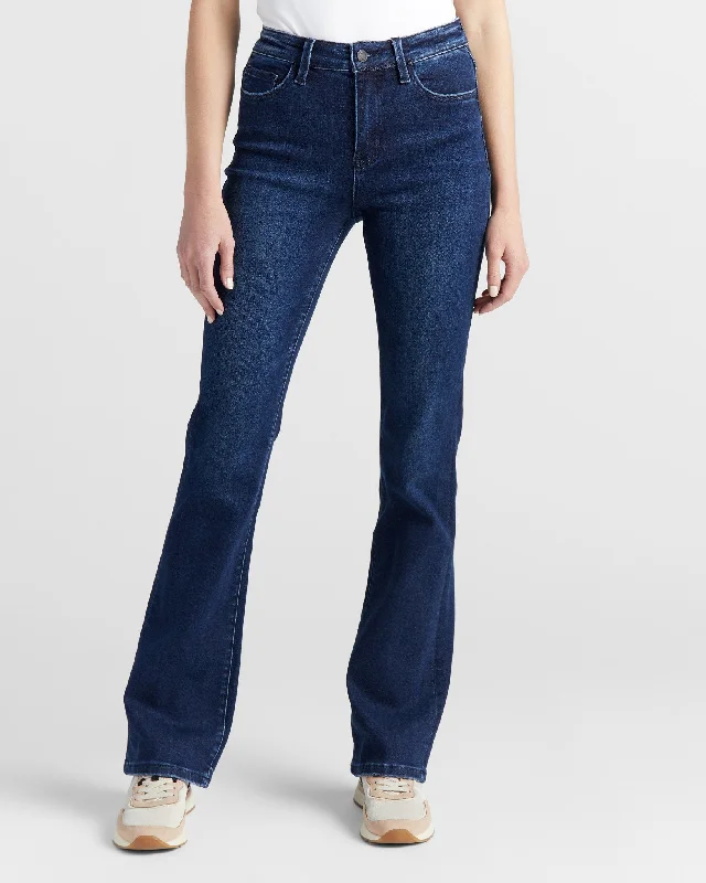 High Rise Super Soft Mini Flare Leg Jeans Fashionable Raw Hem Bootcut Jeans
