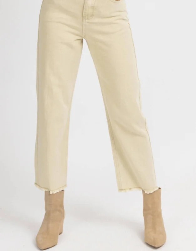 High Waisted Flare Jeans In Neutral Khaki Casual Loose Fit Jeans