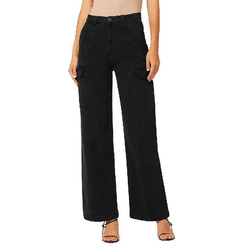 Hudson Womens High Rise Denim Cargo Jeans Comfortable Folded Hem Jeans