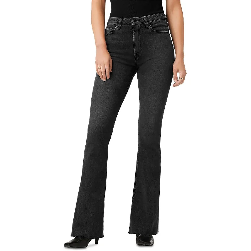 Hudson Womens High Rise Raw Hem Flared Jeans Stylish Acid-Wash Jeans