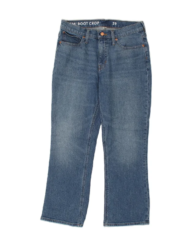 J. CREW Womens Bootcut Cropped Jeans W29 L26 Blue Fashionable Slouchy Fit Jeans