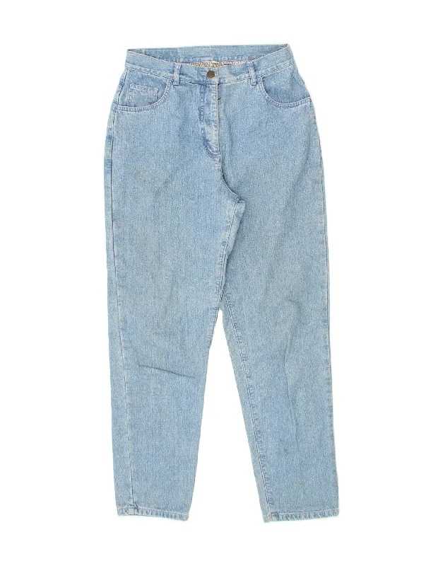 JOHN BANER Womens High Waist Tapered Jeans UK 14 Large W30 L30 Blue Fashionable Cropped Denim Jeans