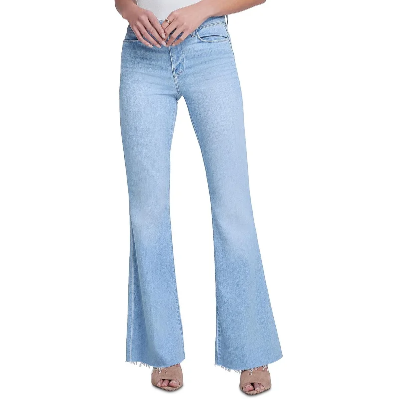 L'Agence Womens Sera Frayed Hem Denim Flared Jeans Fashionable Mom Jeans