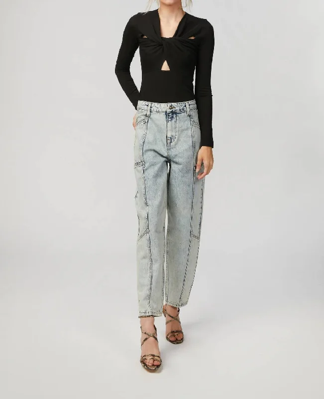Lara Croft Jeans In Washed Blue Elegant Raw Hem Jeans