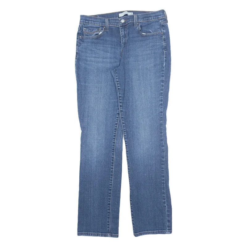 LEVI'S 505 Jeans Blue Denim Regular Straight Stone Wash Womens W30 L30 Chic Rip-Detail High-Waist Jeans