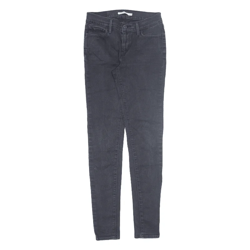 LEVI'S  710 Womens Jeans Black Slim Skinny W28 L32 Stylish Paperbag Waist Denim