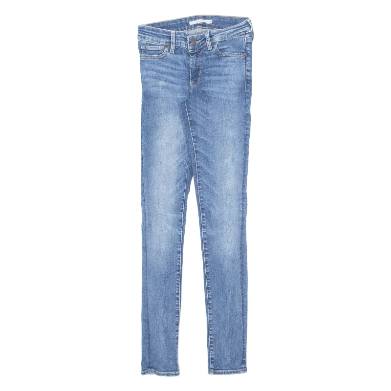 LEVI'S 711 Jeans Blue Denim Slim Skinny Stone Wash Womens W25 L30 Fashionable Jeggings Style Jeans