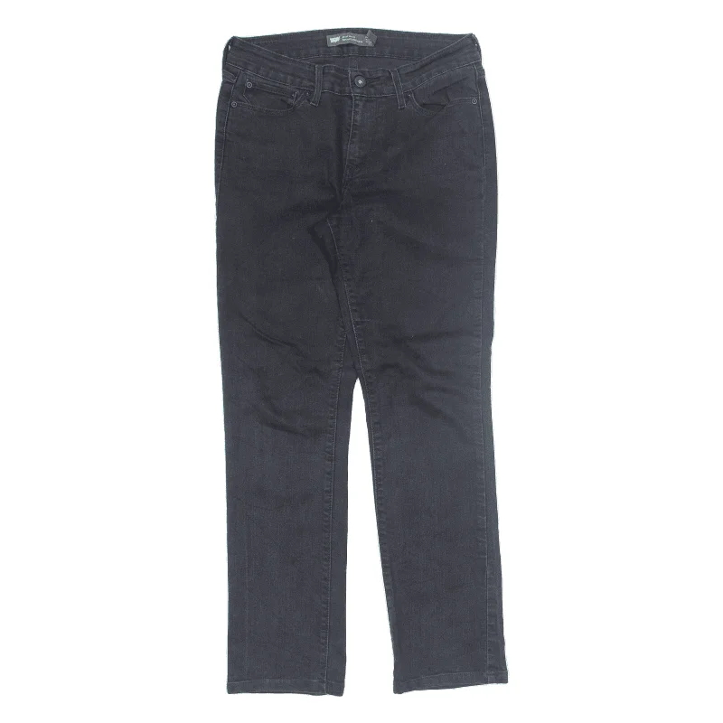 LEVI'S Demi Curve Jeans Black Denim Regular Tapered Womens W29 L28 Chic Rolled Cuff Denim Jeans