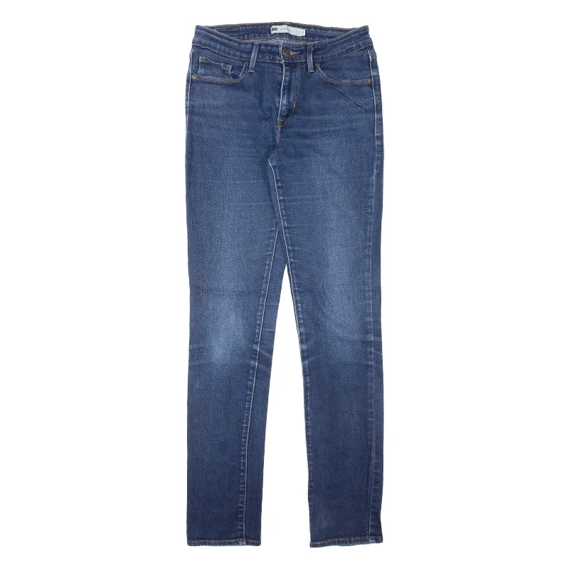 LEVI'S Mid Rise Jeans Blue Denim Slim Skinny Stone Wash Womens W28 L34 Stylish Slim Fit Denim