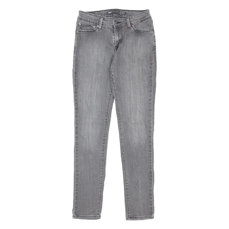 LEVI'S Mid Rise Jeans Grey Denim Slim Skinny Stone Wash Womens W23 L27 Fashionable Bootcut Jeans