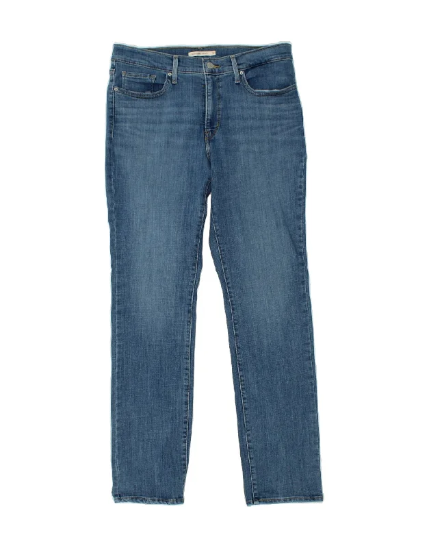 LEVI'S Womens 314 Shaping Straight Jeans W32 L32 Blue Cotton Fashionable Button-Front Jeans