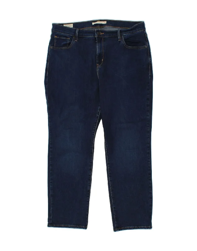 LEVI'S Womens 724 High Rise Straight Jeans US 16 2XL W36 L28 Navy Blue Classic Slim Fit Jeans