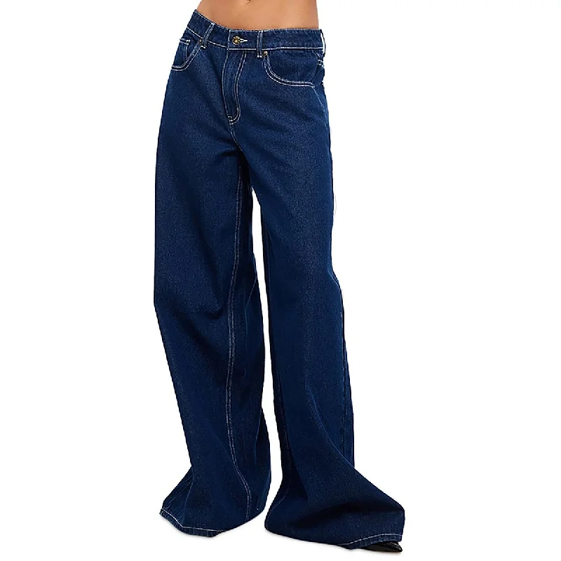 Lioness Womens Idol Low Rise Denim Wide Leg Jeans Elegant Bootcut Fit Jeans