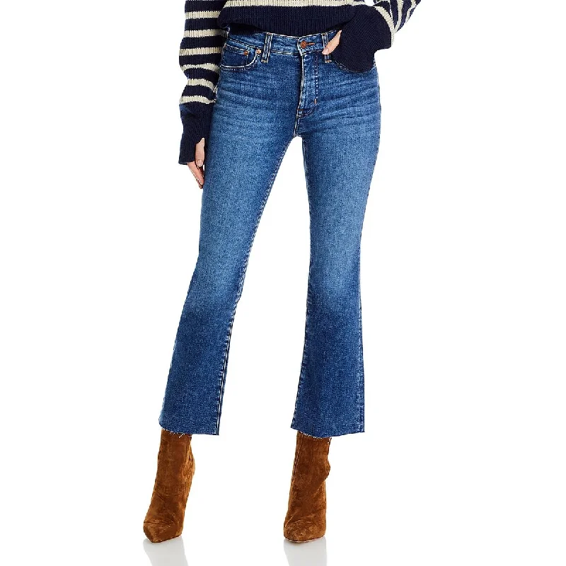 Madewell Womens HighRise Cropped Bootcut Jeans Stylish Shredded Denim Jeans
