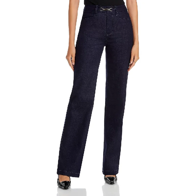 Paige Womens Leenah High Rise Denim Wide Leg Jeans Comfortable Dark Wash Jeans
