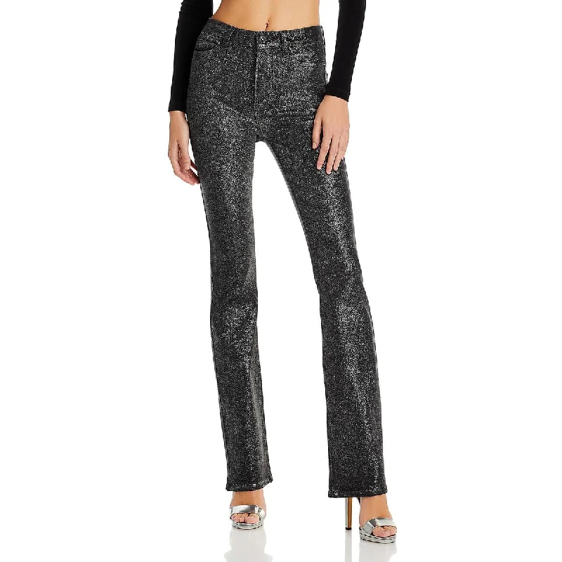 Paige Womens Mahattan Glitter High Rise Bootcut Jeans Comfortable Jogger Style Jeans