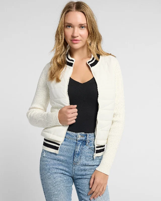 Quilted Zip Front Bomber Jacket Print Jacket Jacquard Jacket Patchwork Jacket