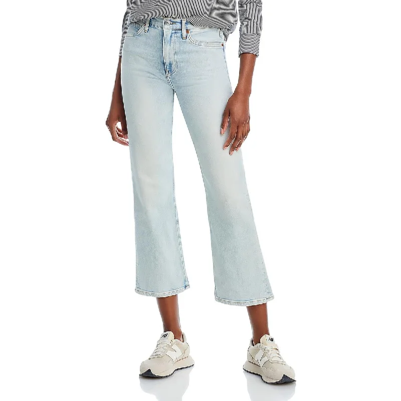 RE/DONE Womens 70'S High Rise Denim Bootcut Jeans Stylish Paperbag Waist Denim