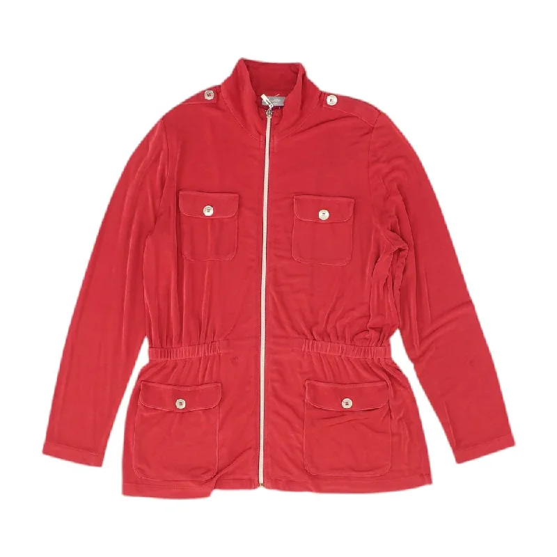 Red Solid Jacket Collared Jacket Crew Neck Jacket Turtle Neck Jacket