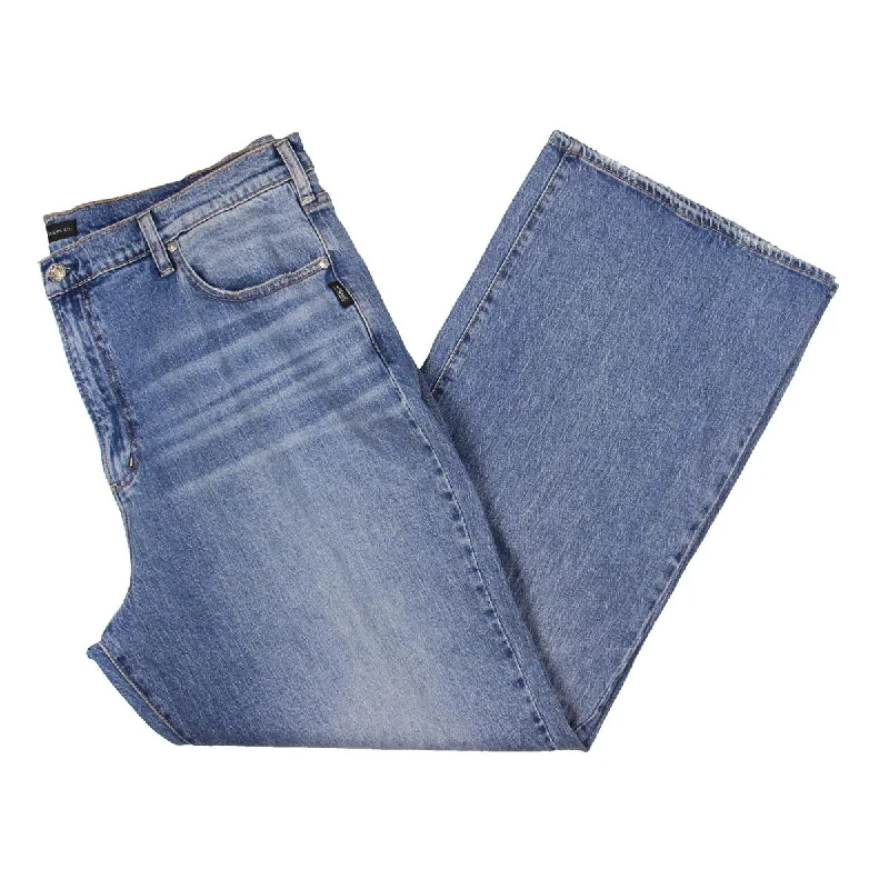 Silver Jeans Co. Womens Distressed Wide Leg High-Waisted Jeans Trendy Pleated Waist Jeans