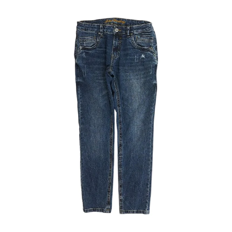 Solid Straight Jeans Fashionable Raw Edge Jeans