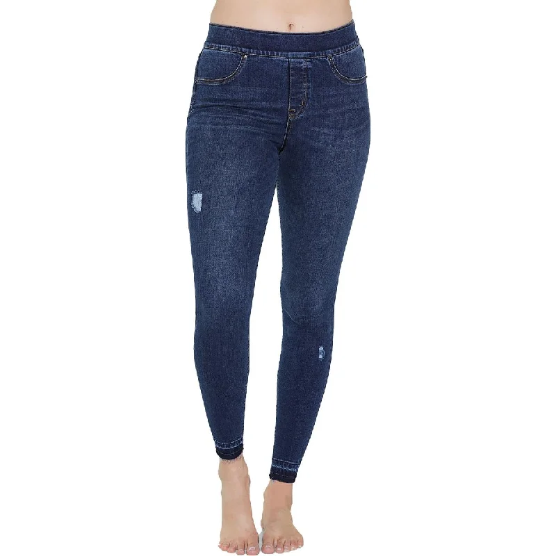 Spanx By Sara Blakely Womens Shape and Lift Distressed Skinny Jeans Classic Blue Denim Jeans