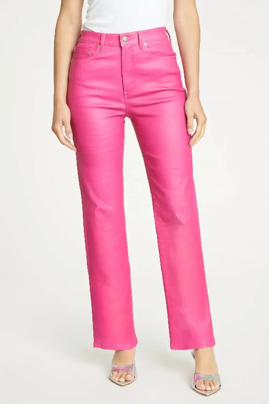 Sundaze High Rise Vintage Straight Jeans In Coated Dollhouse Chic Double Waistband Jeans