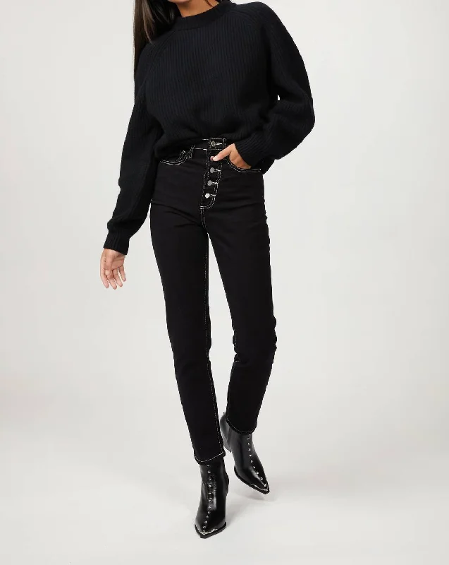 The Danielle Jean In Black Comfortable Drawstring Waist Jeans