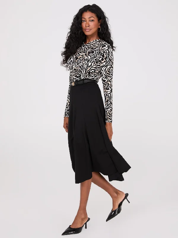 Belted Panel Midi Skirt corduroy skirt cozy