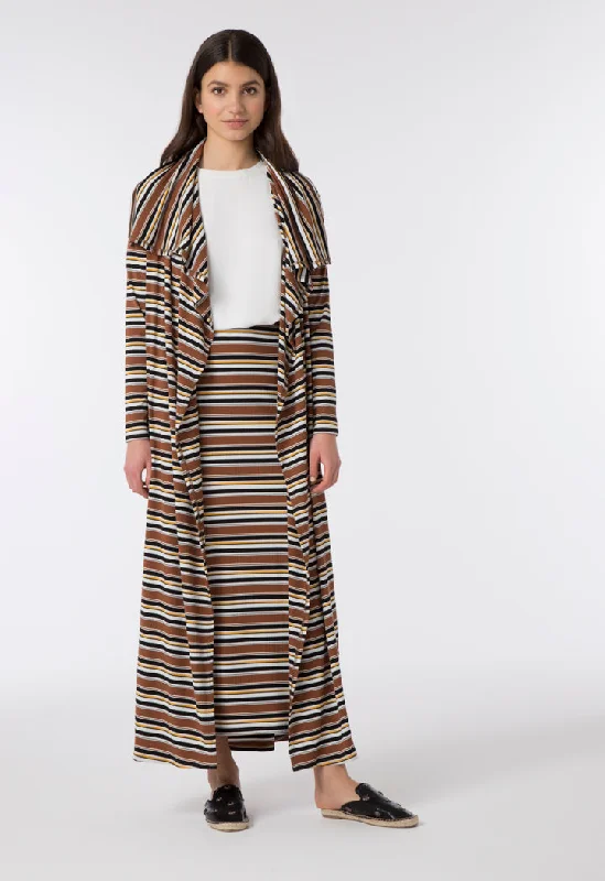 Ribbed Stripes A-Line Skirt zip skirt side