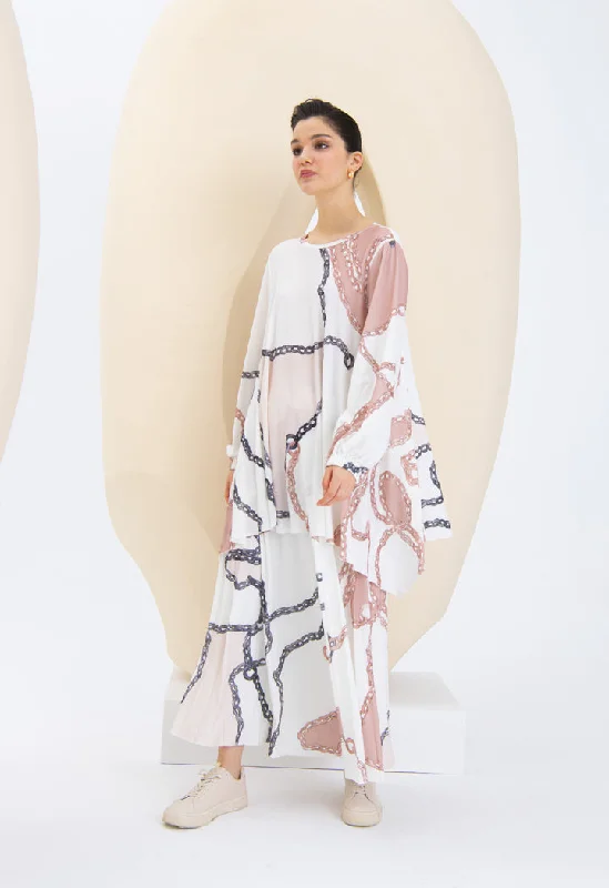 Printed Knit Pleated Long Skirt lace skirt intricate
