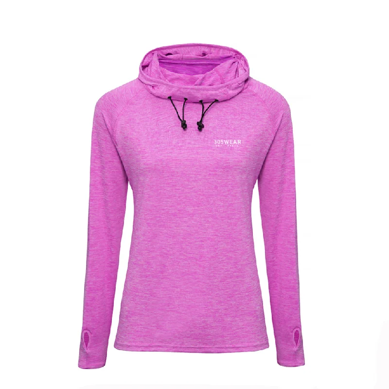 305WEAR Wordmark Performance Lite Womens Cowl Neck Hoody Hoodie with Hem Ribbing Snug Secure