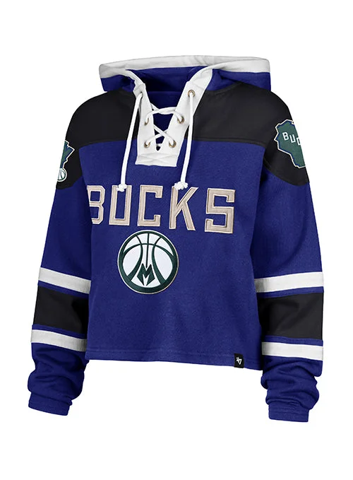 Women's '47 Brand 2024-25 City Edition Lacer Cropped Hooded Sweatshirt Hoodie with Logo Branding Identity