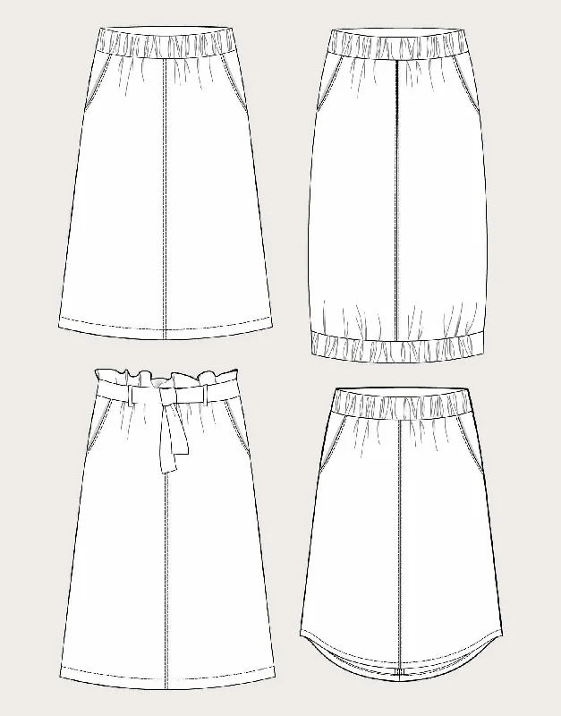 A-Line Midi Skirt Sewing Pattern, The Assembly Line corduroy skirt comfortable