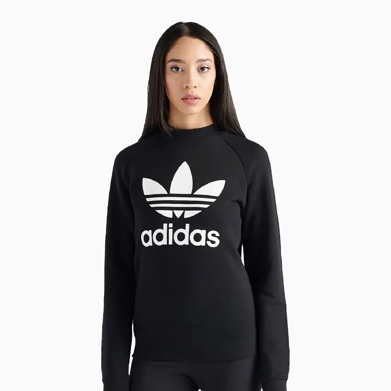 Women's Trefoil Crewneck Sweatshirt Hoodie with Drawcord Adjustable Secure