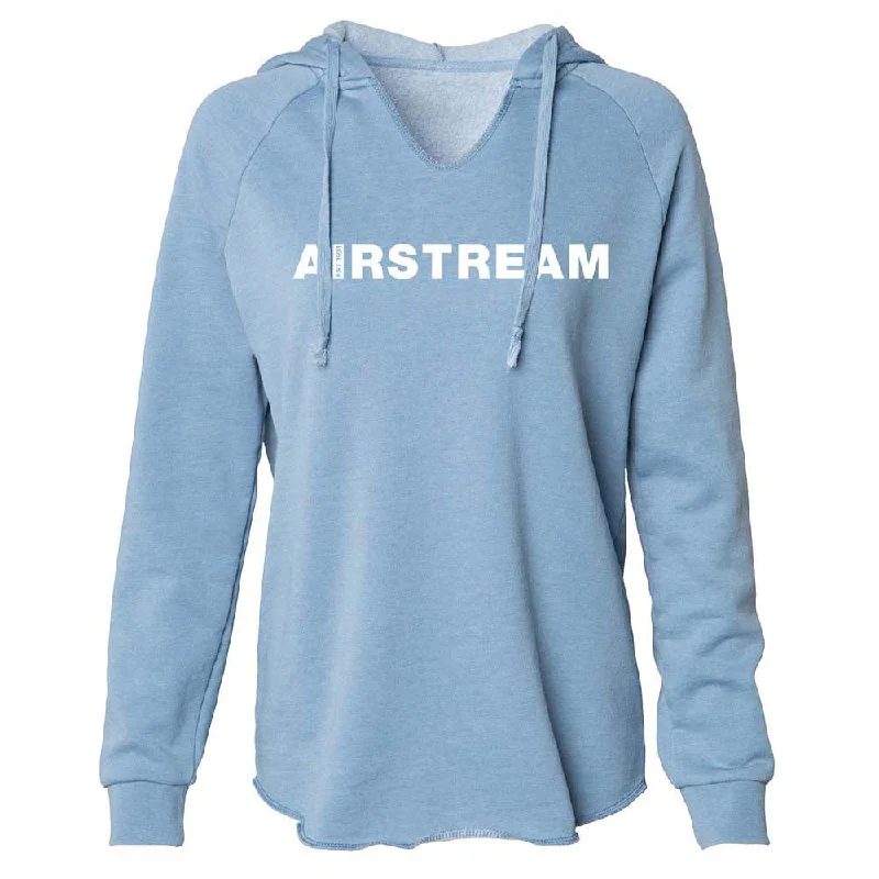 Airstream 1931 Super Soft Women's V-Neck Hoodie Hoodie with Raw Hem Edgy Unfinished