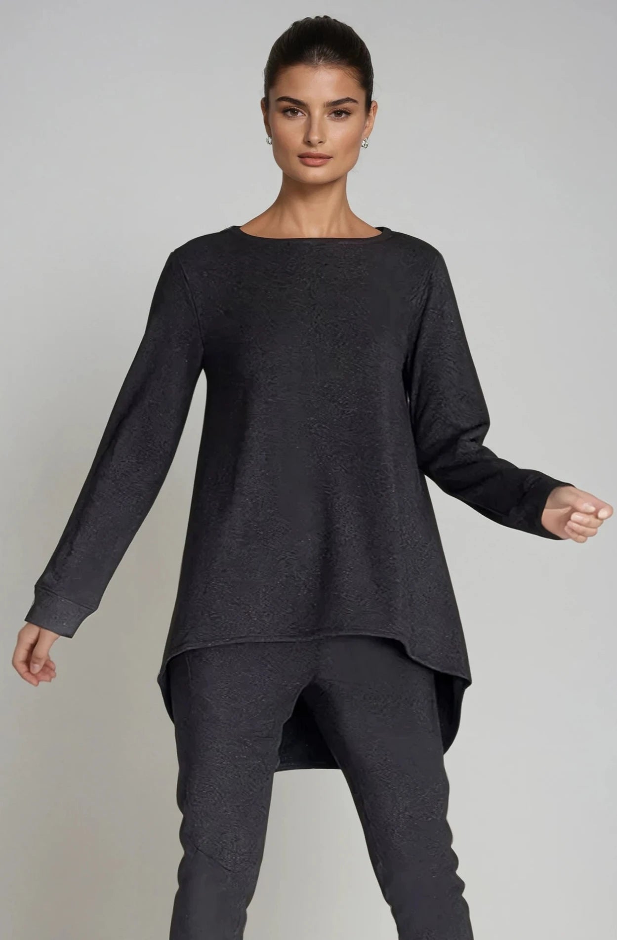 Anna Crew Sweatshirt Hoodie with Button Classic Timeless