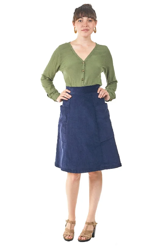 Atheno Skirt in Midnight Corduroy tiered skirt playful