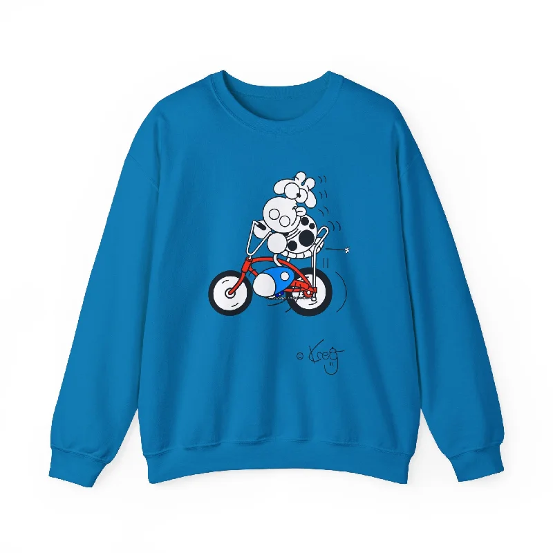 BANANA SEAT COW, Unisex Heavy Blend™ Crewneck Sweatshirt Hoodie with Exposed Zipper Edgy Industrial