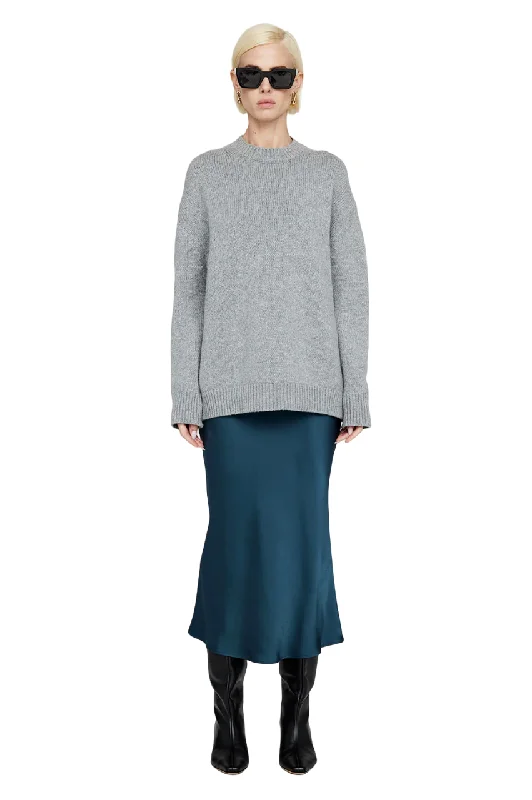 Bar Silk Skirt - Steel Blue leather skirt modern