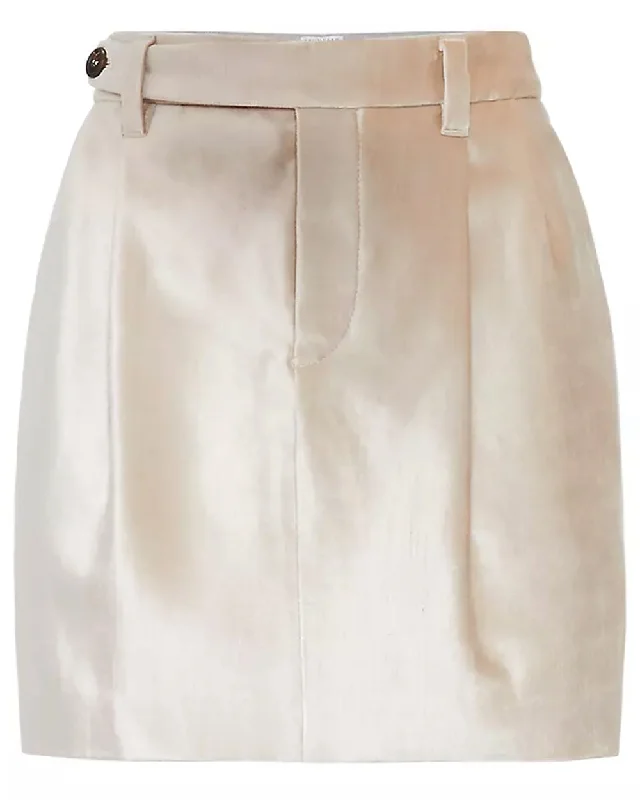 Beige Velvet Mini Skirt athletic skirt fit