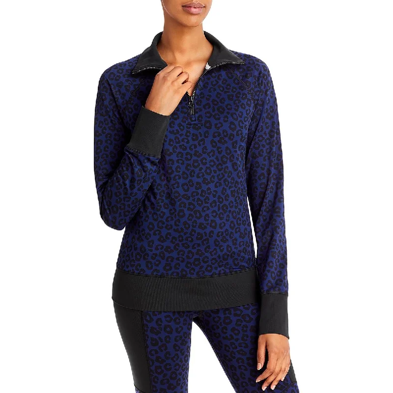 Womens 1/2 Zip Animal Print Sweatshirt Hoodie with Velcro Closure Adjustable Secure
