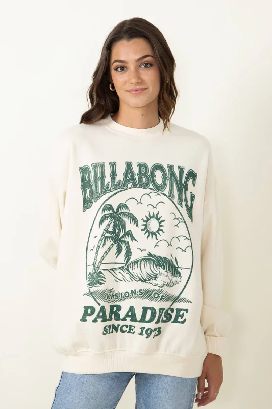 Billabong Ride In Sweatshirt for Women in White Cap | 24B463406-WCP Hoodie with V-Neck Classic Versatile