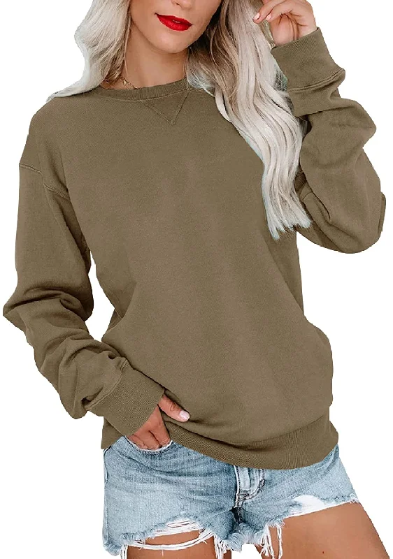 Bingerlily Women's Brown Sweatshirt Hoodie with Hem Detail Decorative Unique