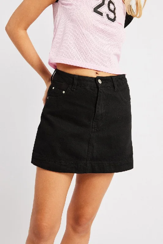 Black Skort Skirt High Rise linen skirt natural